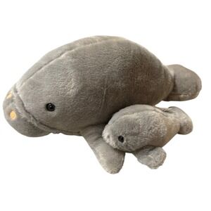 Fiesta Mama Manatee Plush with‎ Baby Stuffed Animal Toy Gray